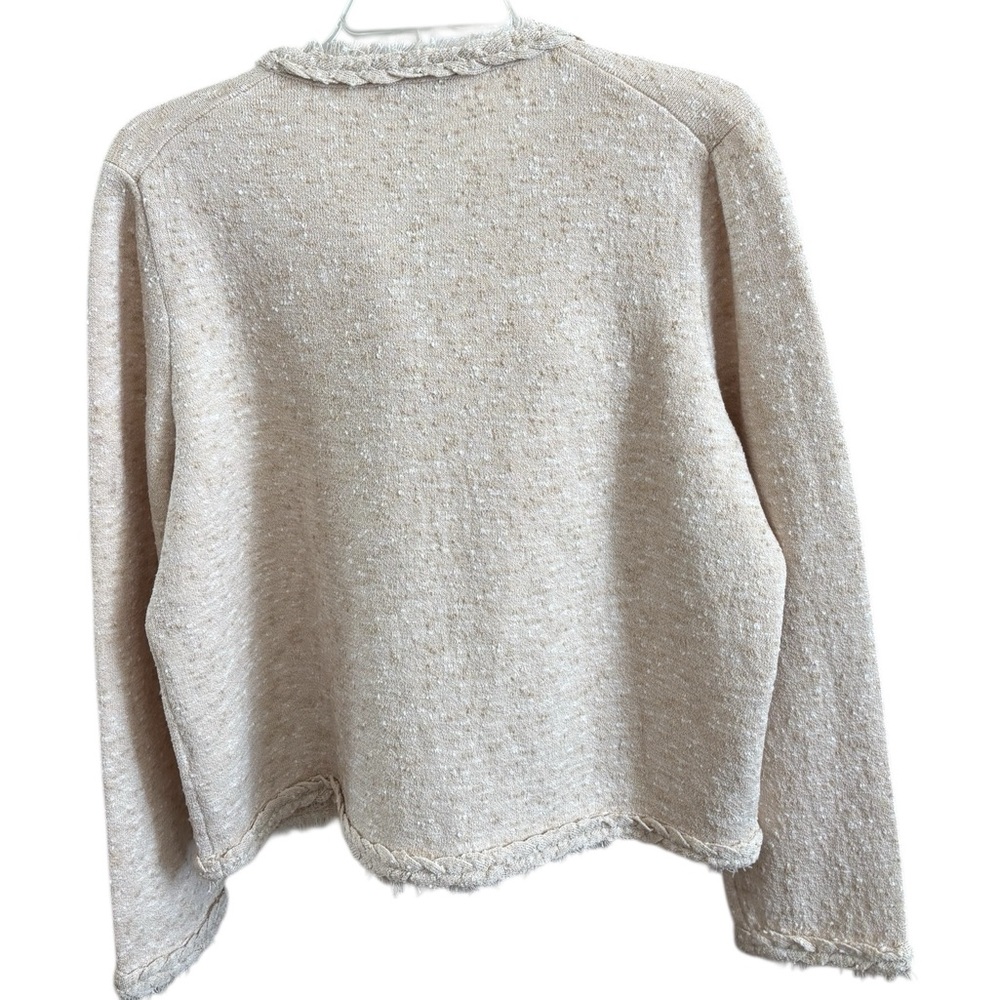 J. Crew Marled Fringe Trim Sweater Lady Jacket in Ivory Size XL. NWT - Picture 6 of 12